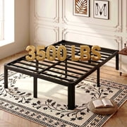 Einfach Full Size Bed Frame, Platform Metal Bed with Ample Under-Bed Storage Space, Upgraded Curved Bed Feet, 3500 LBS Capacity, Black