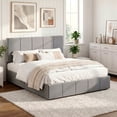 thumbnail image 1 of Einfach Full Size Bed Frame, Upholstered Platform Bed with Height Adjustable Headboard, Easy Assembly, Noise-Free, Grey, 1 of 7