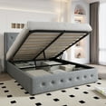 thumbnail image 1 of Einfach Full Size Lift up Platform Storage Bed Frame with Fabric Upholstered Wingback Button Tufted Headboard, Blue Gray, 1 of 7