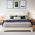 thumbnail image 1 of Einfach Full Size White Leather Upholstered Bed Frame with Adjustable Headboard, No Box Spring Needed, Low, 1 of 7