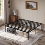 Einfach King Bed Frame, 18 Metal Platform Bed with 16.6 Under-Bed Storage Space, Heavy Duty, No Box Spring Needed, Black