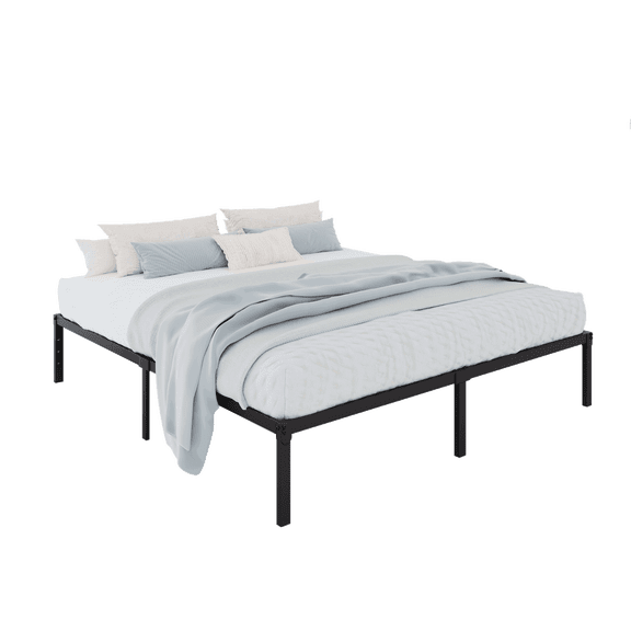 Einfach King Bed Frame, Metal Platform Bed with 12.6'' Under-bed Storage Space, Heavy Duty, No Box Spring Needed, Black