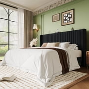 Einfach King Bed Frame, Upholstered Platform Bed with Wingback Headboard, No Box Spring Required, Black