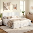 thumbnail image 1 of Einfach King Size Bed Frame, Upholstered Platform Bed with Height Adjustable Headboard, Easy Assembly, Noise-Free, White, 1 of 7