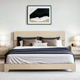 thumbnail image 1 of Einfach King Size Beige Fabric Upholstered Bed Frame with Adjustable Headboard, No Box Spring Needed, Low, 1 of 7