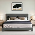 thumbnail image 1 of Einfach King Size Fabric Upholstered Bed Frame with Adjustable Headboard, No Box Spring Needed, Deep Grey, Low, 1 of 7