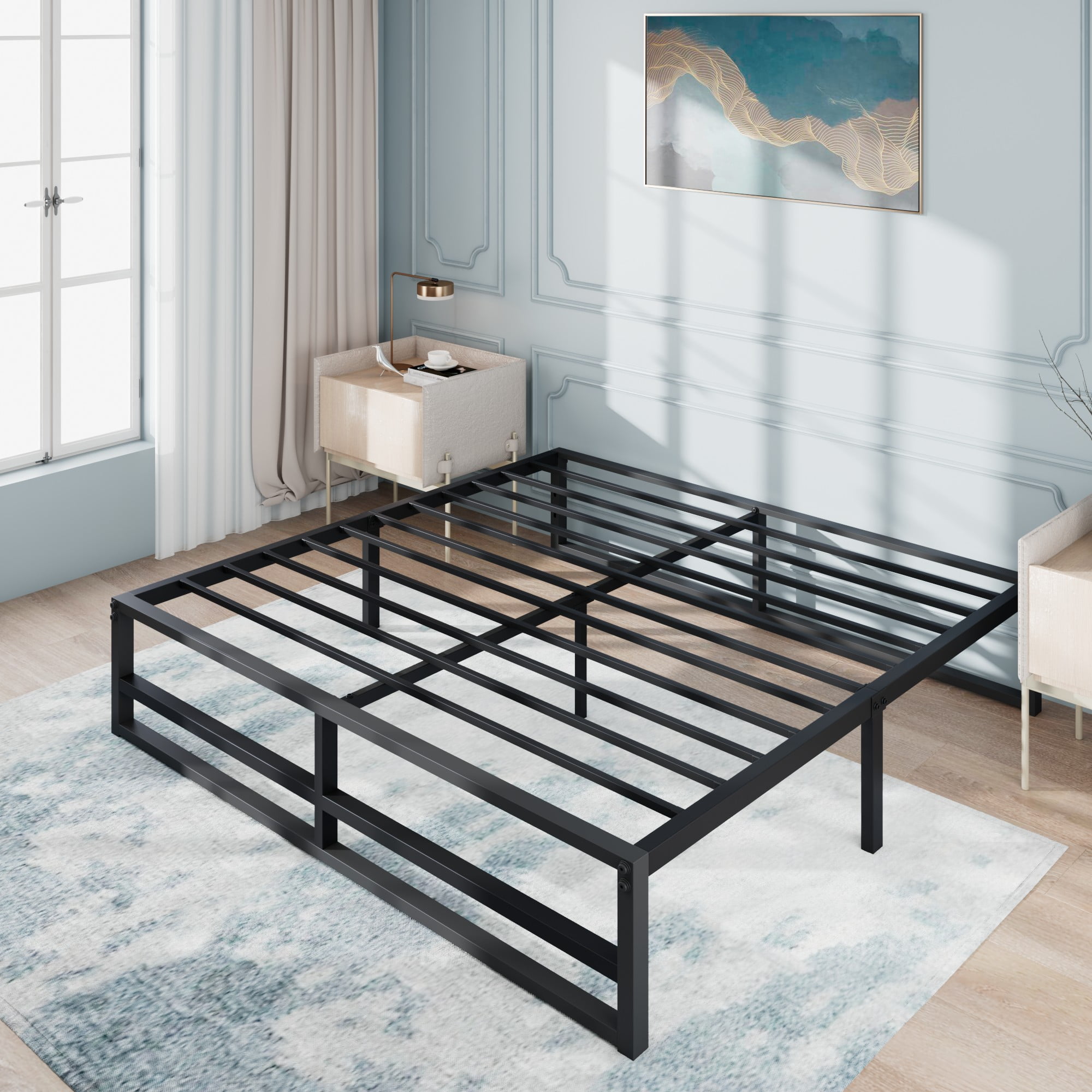 Einfach King Size Heavy Sleet Metal Bed Frame Storage Space