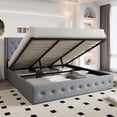 thumbnail image 1 of Einfach King Size Lift up Platform Storage Bed Frame with Fabric Upholstered Wingback Button Tufted Headboard, Blue Gray, 1 of 12