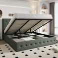 thumbnail image 1 of Einfach King Size Lift up Platform Storage Bed Frame with Fabric Upholstered Wingback Button Tufted Headboard, Dark Gray, 1 of 12