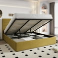 thumbnail image 1 of Einfach King Size Lift up Platform Storage Bed Frame with Fabric Upholstered Wingback Panel Headboard, Olive Yellow, 1 of 10