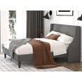thumbnail image 1 of Einfach King Size Platform Bed Frame with Upholstered Wingback Headboard, Light Grey, 1 of 6