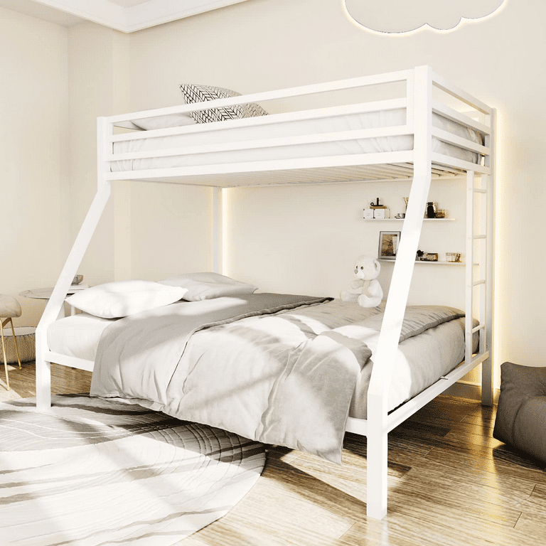 Einfach Metal Bunk Bed Frame for Kids Adults and Toddlers Twin over Full Size White Walmart