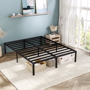 Einfach Queen Bed Frame, Heavy Duty Metal Platform Bed with Ample Under-bed Storage Space, No Box Spring Needed, Black