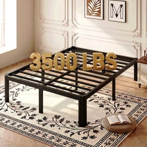 Einfach Queen Bed Frame, Platform Metal Bed with Ample Under-Bed Storage Space, Upgraded Curved Bed Feet, 3500 LBS Capacity, Black