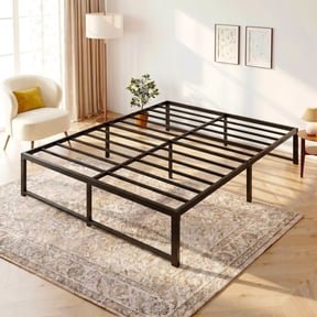 Einfach Queen Bed Frame, Upgraded 14" Metal Bed with Ample Under-Bed Storage Space, Reinforced Frame Structure, 3500 LBS Capacity, Black