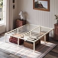 thumbnail image 1 of Einfach Queen Bed Frame with Ample Under-Bed Storage Space, Heavy Duty, No Box Spring Needed, Cream White, 1 of 10