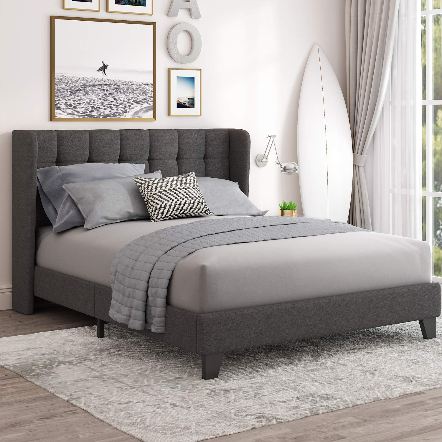 Queen Platform Bed Frame With Upholstered Wingback Nepal Ubuy