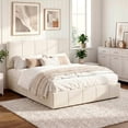 thumbnail image 1 of Einfach Queen Size Bed Frame, Upholstered Platform Bed with Height Adjustable Headboard, Easy Assembly, Noise-Free, Cream, 1 of 7