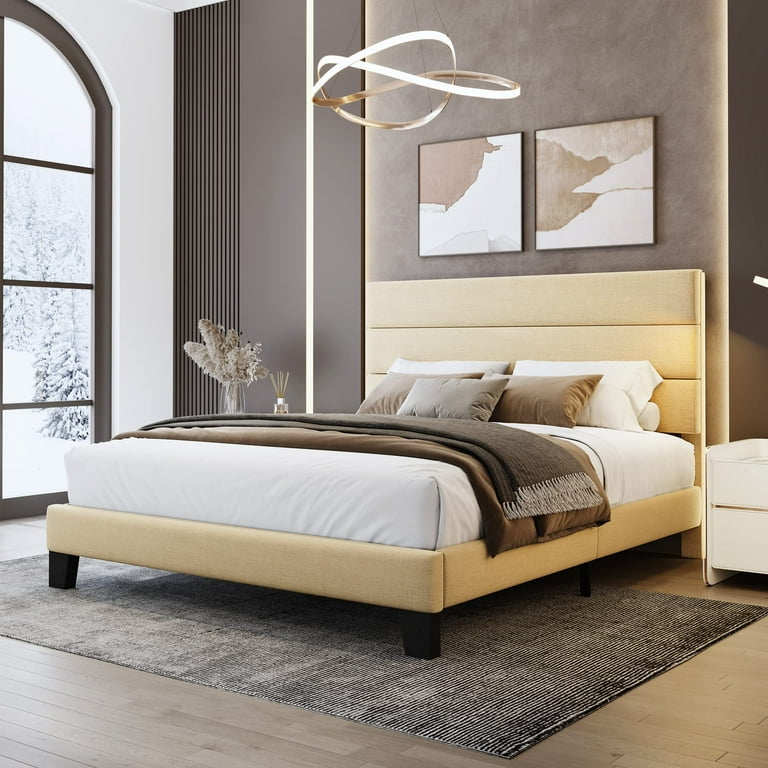 Tan bed 2024 frame with headboard