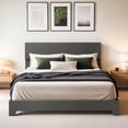 thumbnail image 1 of Einfach Queen Size Fabric Upholstered Bed Frame with Adjustable Headboard, No Box Spring Needed, Deep Grey, Low, 1 of 7