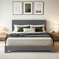 thumbnail image 1 of Einfach Queen Size Grey Fabric Upholstered Bed Frame with Adjustable Headboard, No Box Spring Needed, Low, 1 of 7