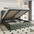 thumbnail image 1 of Einfach Queen Size Lift up Platform Storage Bed Frame with Fabric Upholstered Wingback Button Tufted Headboard, Dark Gray, 1 of 12