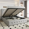 thumbnail image 1 of Einfach Queen Size Lift up Platform Storage Bed Frame with Fabric Upholstered Wingback Button Tufted Headboard, Light Gray, 1 of 10