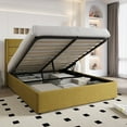 thumbnail image 1 of Einfach Queen Size Lift up Platform Storage Bed Frame with Fabric Upholstered Wingback Panel Headboard, Olive Yellow, 1 of 9