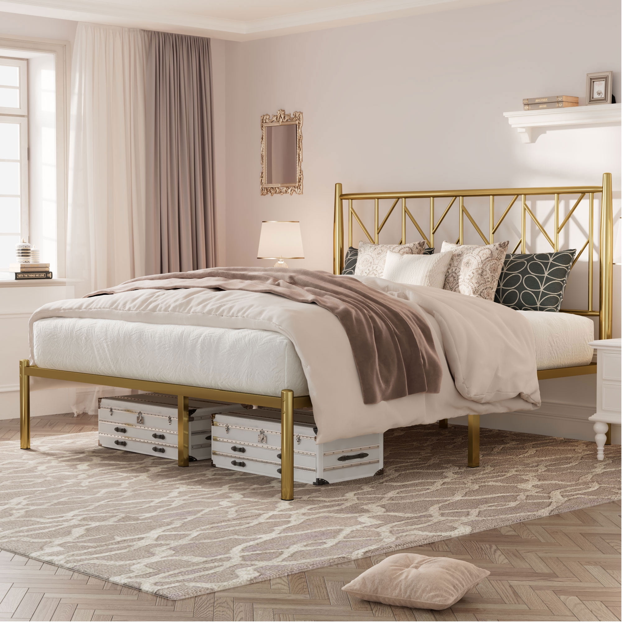 Queen bed with metal slats deals