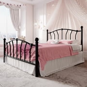 Einfach Queen Bed Frame, Metal Platform Bed with Heart-Shaped Headboard and Footboard, 12.6 Under-Bed Storage Space, No Box Spring Needed, Black