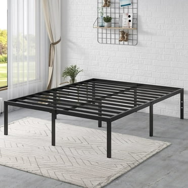 Einfach Queen Size Platform Bed Frame with Metal Slat Support,16.5'' Under-bed Storage Space, Black