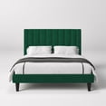 thumbnail image 1 of Einfach Queen Size Platform Bed Frame with Upholstered Velvet Vertical Headboard, Green, 1 of 7