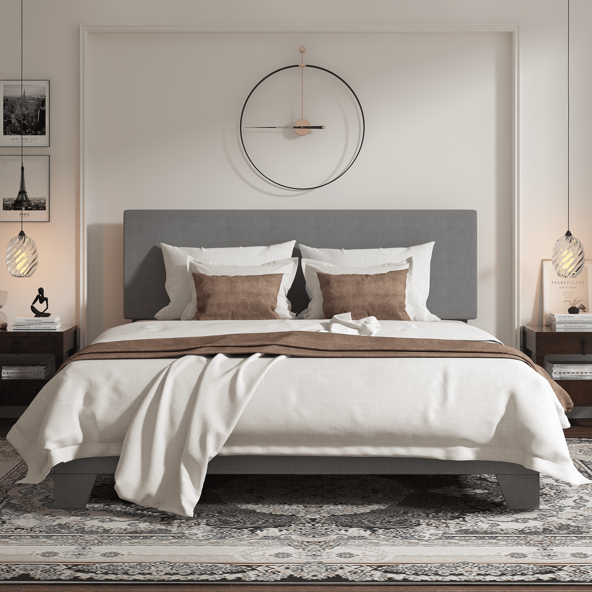 Fabric headboard bed deals