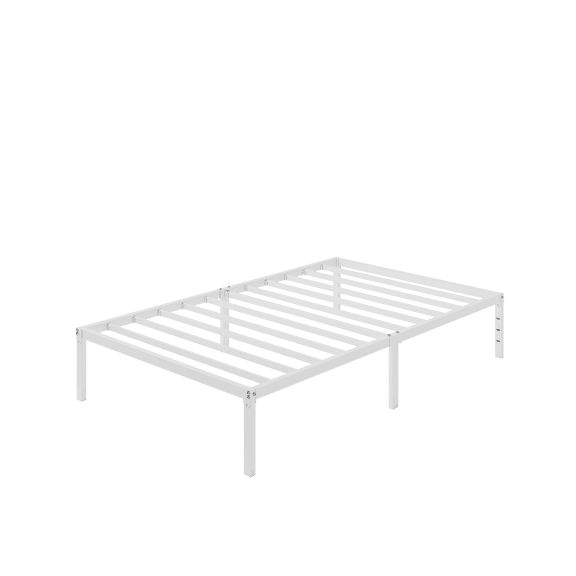 Einfach Twin Bed Frame, Metal Platform Bed with 11" Under-bed Storage Space, Heavy Duty, No Box Spring Needed, White