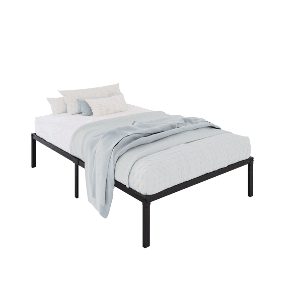 Einfach Twin Bed Frame, Metal Platform Bed with 12.6'' Under-bed Storage Space, Heavy Duty, No Box Spring Needed, Black