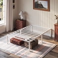 thumbnail image 1 of Einfach Twin Bed Frame with Ample Under-Bed Storage Space, Heavy Duty, No Box Spring Needed, White, 1 of 10