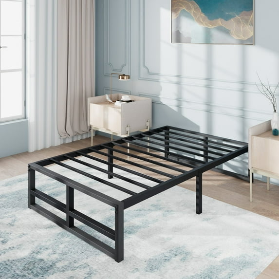 Einfach Twin Size Heavy Sleet Metal Bed Frame, Storage Space, Black