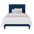 thumbnail image 1 of Einfach Twin Size Platform Bed Frame with Upholstered Velvet Headboard, No Box Spring Needed, Blue, 1 of 7