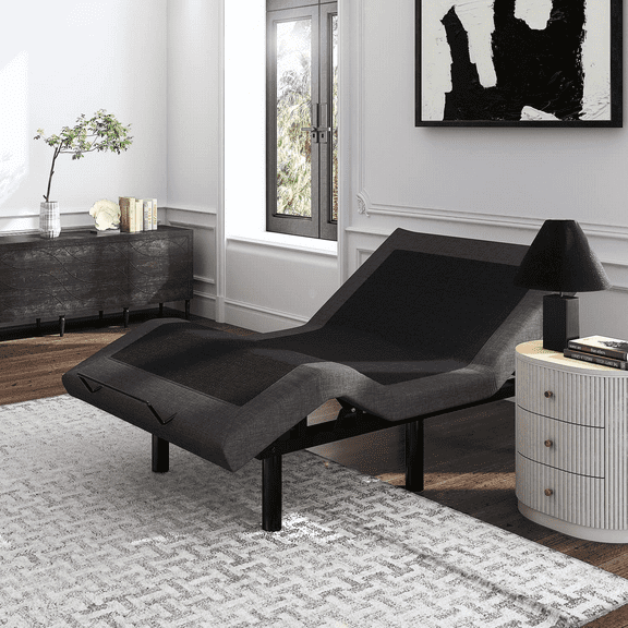 Einfach Twin XL Size Adjustable Bed Frame with Wireless Remote (Bed Base Only), Upholstered