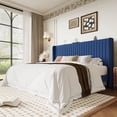 thumbnail image 1 of Einfach King Bed Frame, Upholstered Platform Bed with Wingback Headboard, No Box Spring Required, Dark Blue, 1 of 10