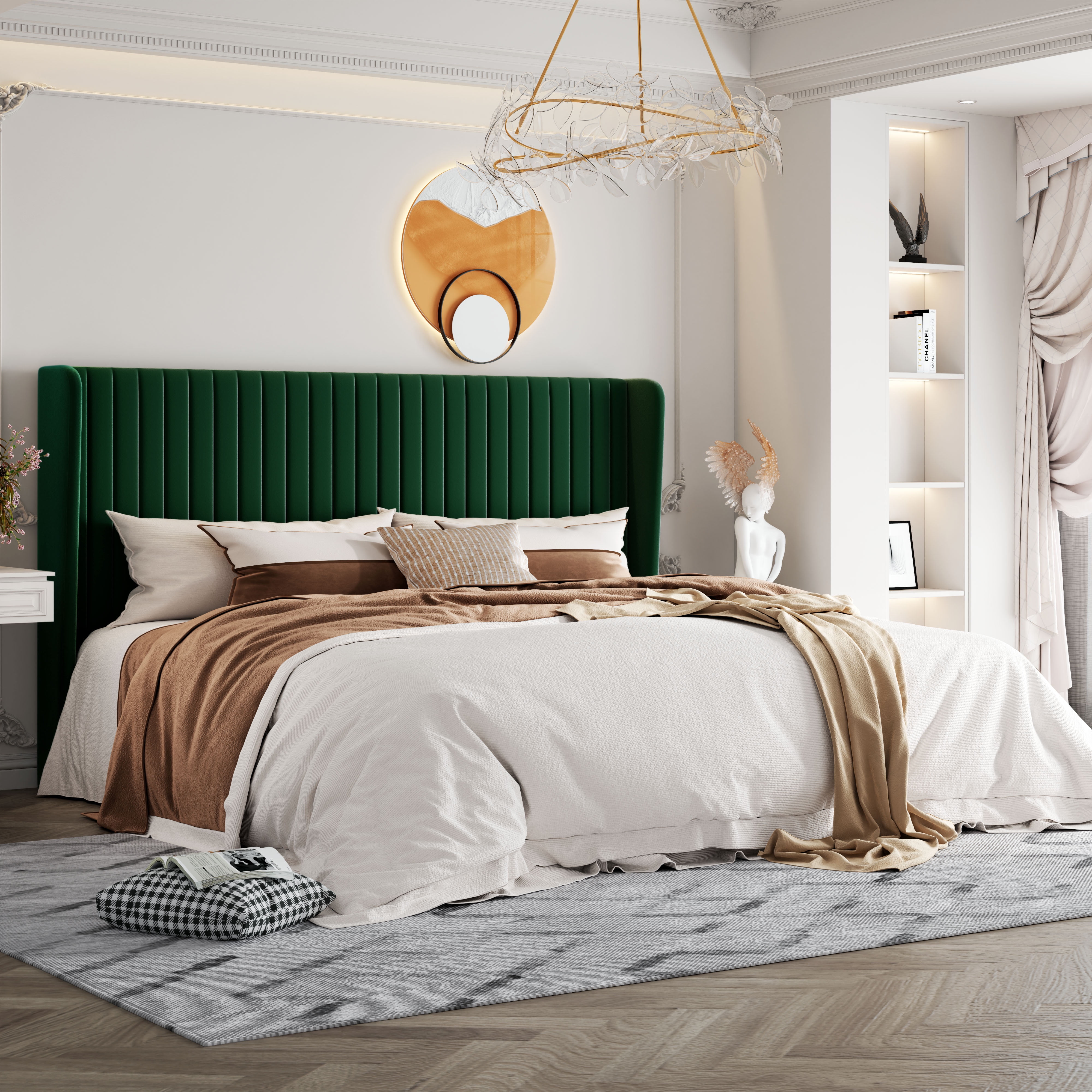 Upholstered green bed discount