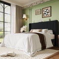 thumbnail image 1 of Einfach Queen Bed Frame, Upholstered Platform Bed with Wingback Headboard, No Box Spring Required, Black, 1 of 10