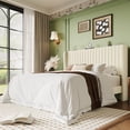 thumbnail image 1 of Einfach Queen Bed Frame, Upholstered Platform Bed with Wingback Headboard, No Box Spring Required, Cream White, 1 of 9