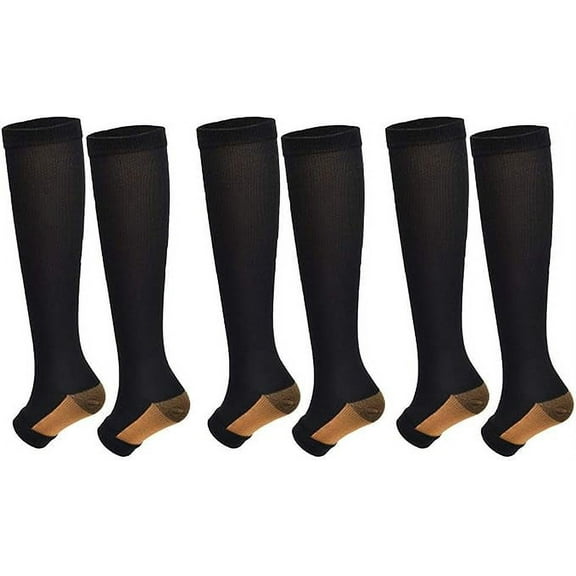 Eing Unisex Athletic Compression Socks, Black (3 Pack)