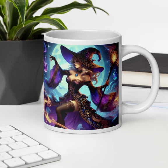 Eing Witch Ceramic Mug - Size Options, Magil sy Art - Magic Witch Coffee Mug.