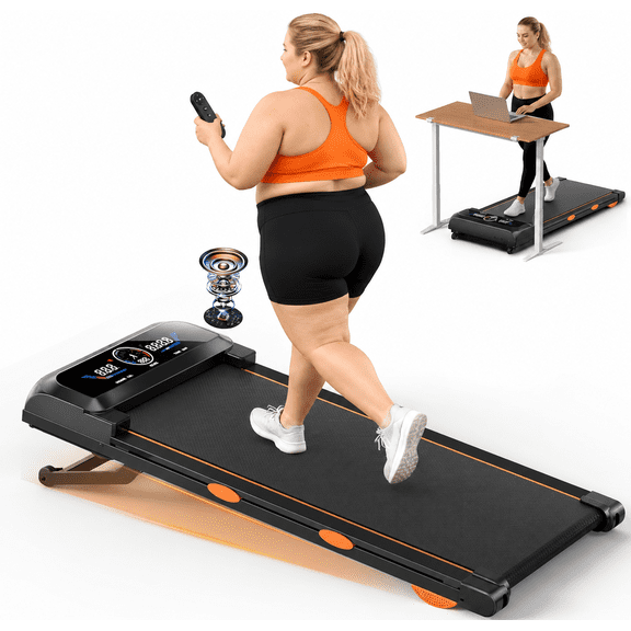 Einhomn 450lbs Walking Pad Treadmill with 15% Auto Incline 12-Level, 3.5HP Under Desk Treadmill with RGB UI Screen, Bluetooth Speaker, APP & Remote Control