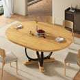 thumbnail image 1 of Einhomn 59”Extendable Round Dining Table for 4-8 ,Dining Room Table with X-Shaped Heavy Duty Metal Base,Thickened MDF Board,Modern Kitchen Dining Table,Space Saving,Oak, 1 of 8