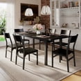thumbnail image 1 of Virans 7-Piece Dining Table & Chairs Set for 4-6, 63" Extendable Kitchen Table with 6 Chairs, Dining Room Table with Metal Frame & MDF Board, Perfect for Small Space, Easy Assembly, Black, 1 of 9
