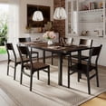 thumbnail image 1 of Virans 7-Piece Dining Table & Chairs Set for 4-6, 63" Extendable Kitchen Table with 6 Chairs, Dining Room Table with Metal Frame & MDF Board, Perfect for Small Space, Easy Assembly,Espresso, 1 of 9