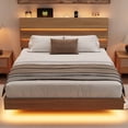 thumbnail image 1 of Einhomn Floating Bed Frame Queen Size with Storage Headboard, LED Lights and Charging Station, No Box Spring Needed, 1 of 8